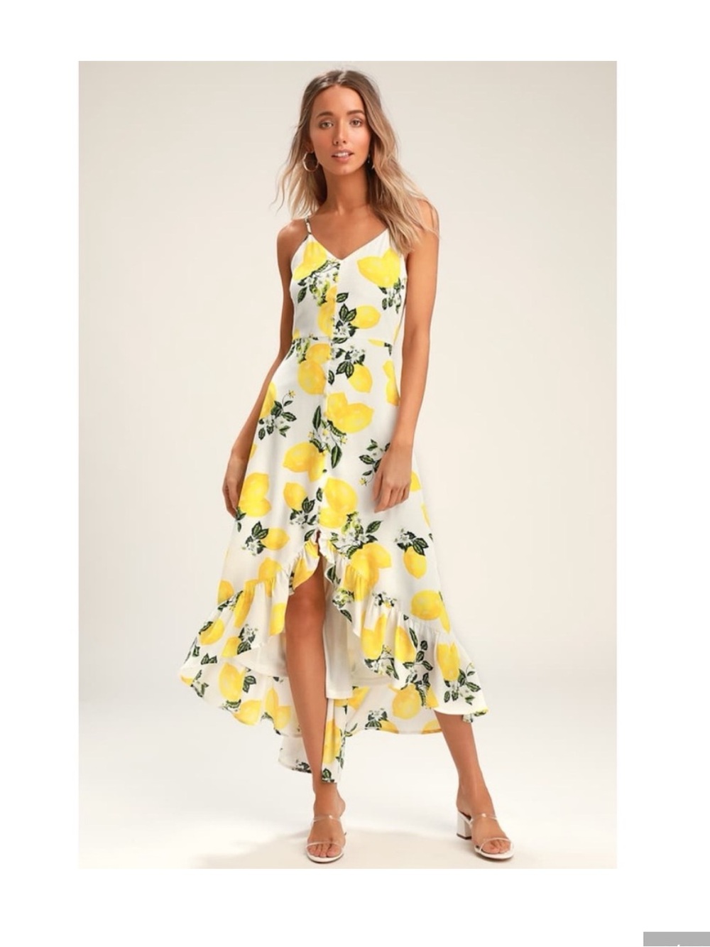 NEW Lulu's Afternoon Air lemon print high-low dress 🍋